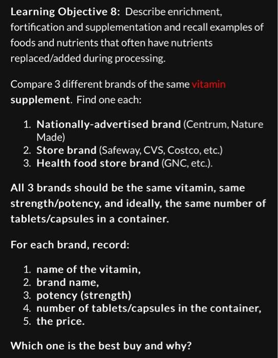 Solved This is Nutrient Please help 3 different