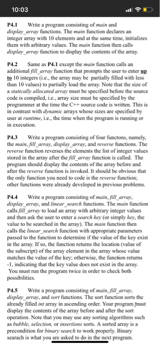 Solved 10:03 P4.1 Write a program consisting of main and | Chegg.com