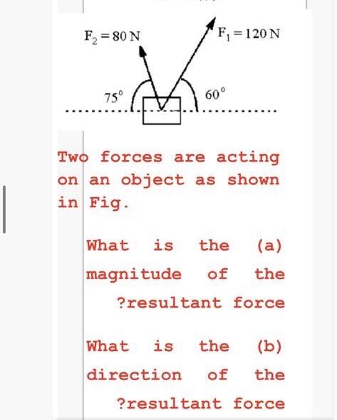 Solved Two Forces Are Acting On An Object As Shown In Fig. | Chegg.com