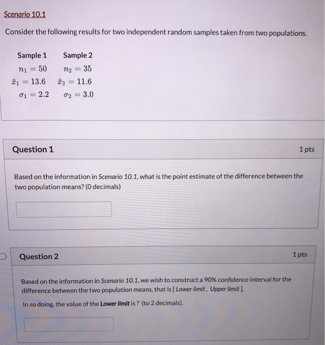 Solved Scenario 10.1 Consider the following results for two | Chegg.com