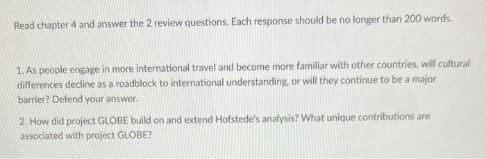 Read chapter 4 and answer the 2 review questions. | Chegg.com
