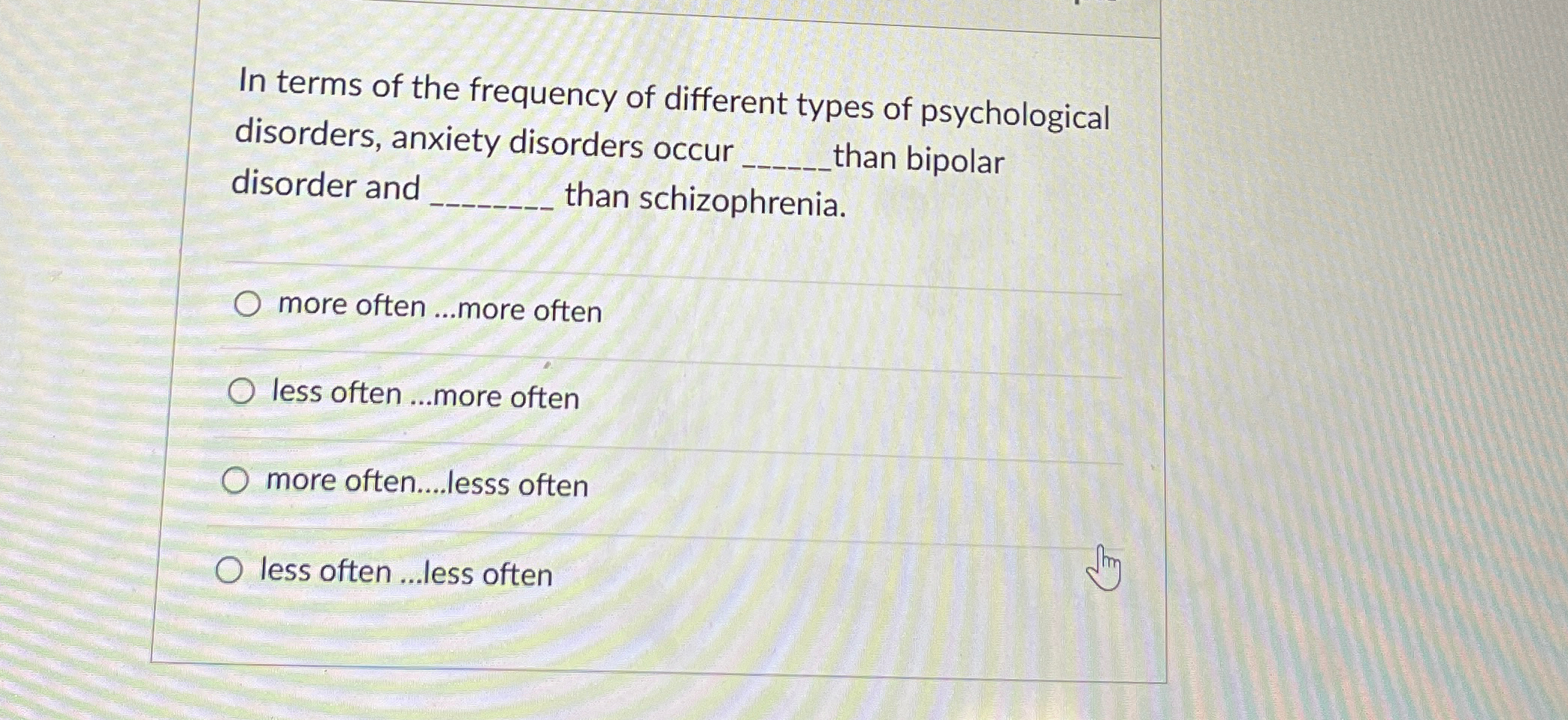 Solved In terms of the frequency of different types of | Chegg.com