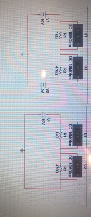 Solved UT U2 UT U2 DC 10MOhm R1 w 1ΚΩ DC 10MOhm R2 DC 10MOhm | Chegg.com