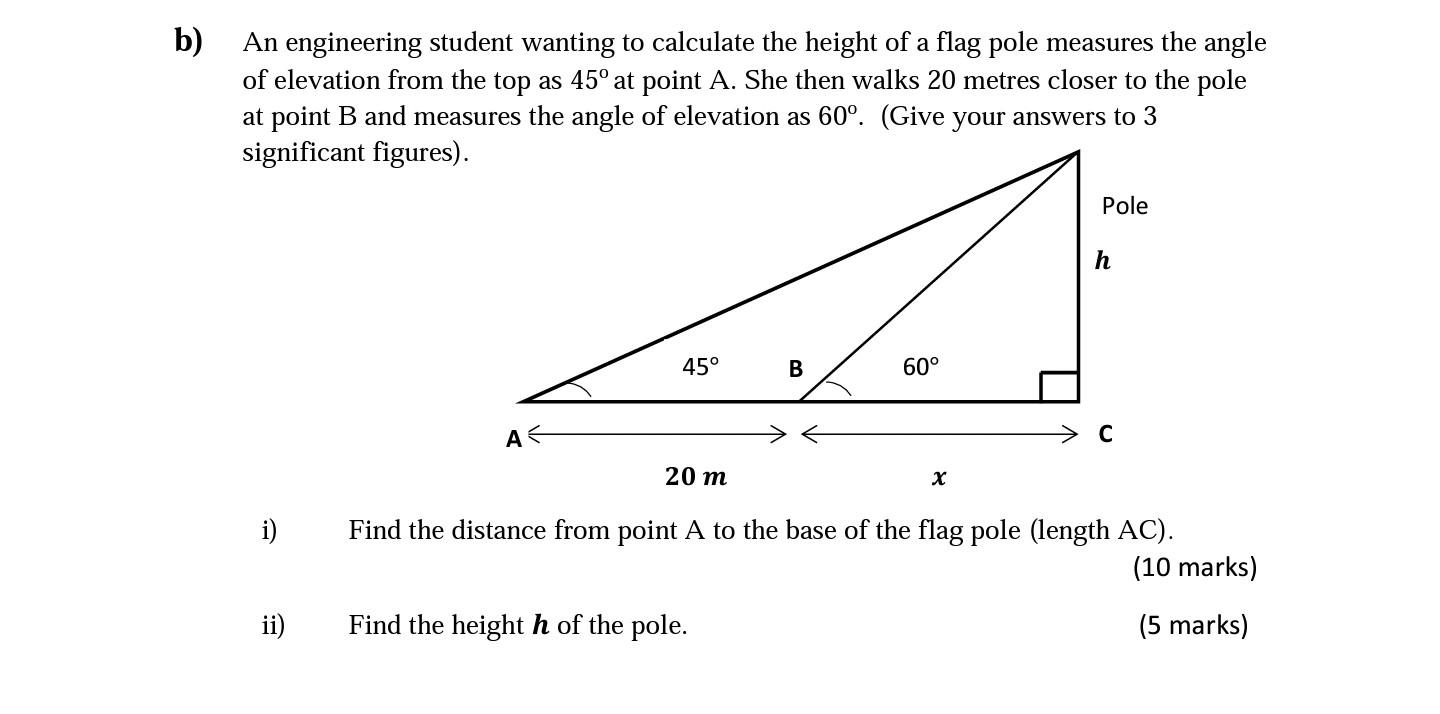 How would you measure the height of a deals flagpole