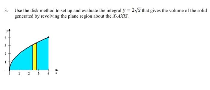 Solved 3. Use the disk method to set up and evaluate the | Chegg.com