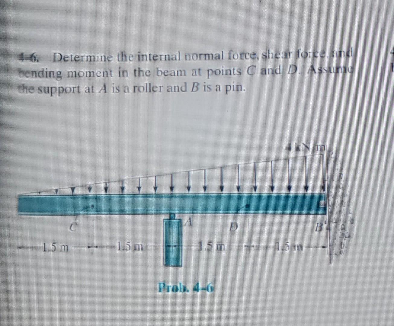 Solved 6. Determine The Internal Normal Force, Shear Force, | Chegg.com