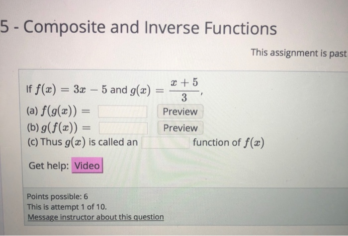 Solved 5 Composite And Inverse Functions This Assignment Chegg Com