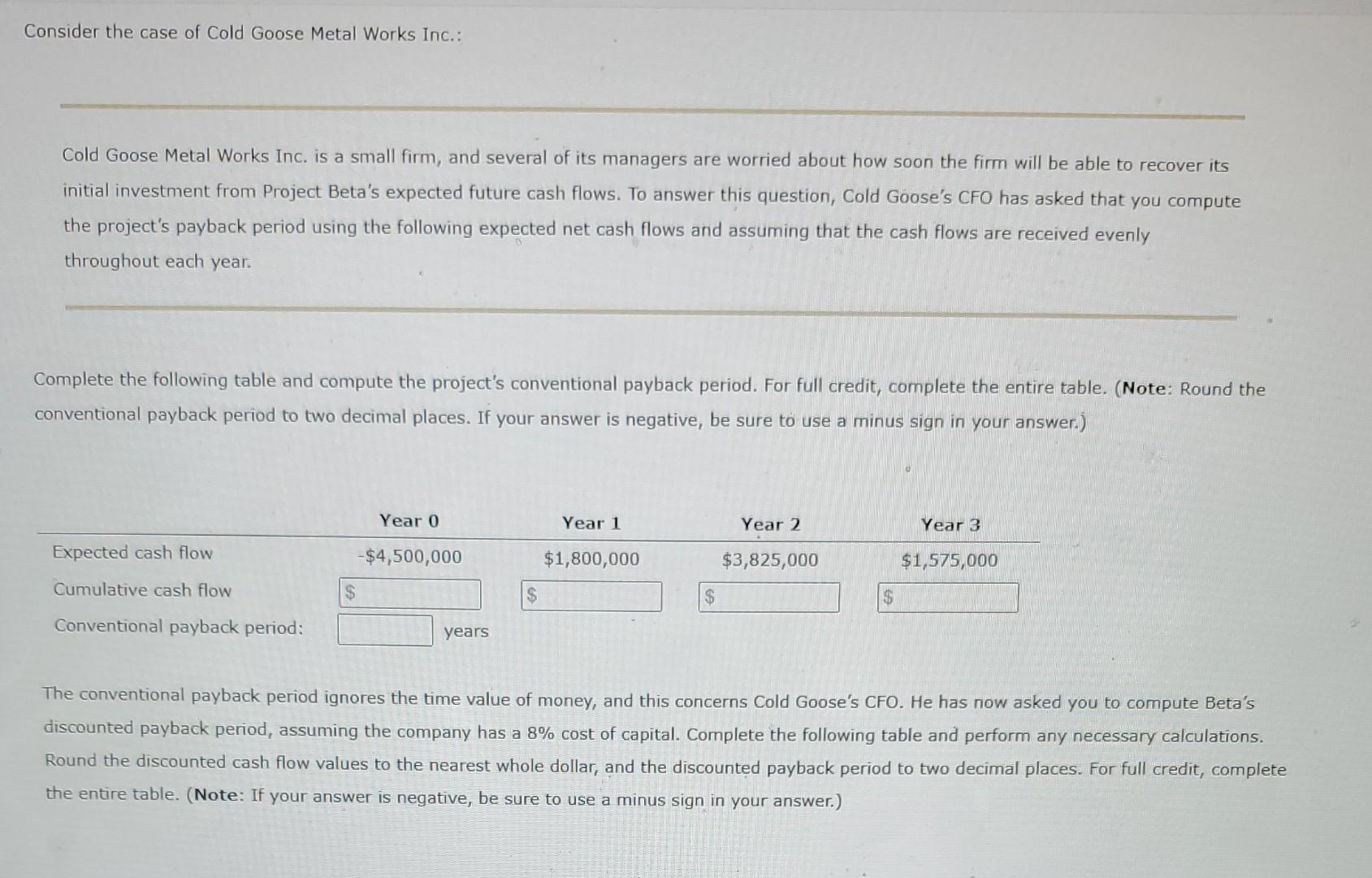 Solved Consider the case of Cold Goose Metal Works Inc.: | Chegg.com