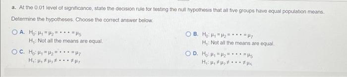 Solved The ANOVA summary table for an experiment with five | Chegg.com