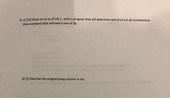 Solved 3) a) (10) Given an array of intl 1; write a program | Chegg.com