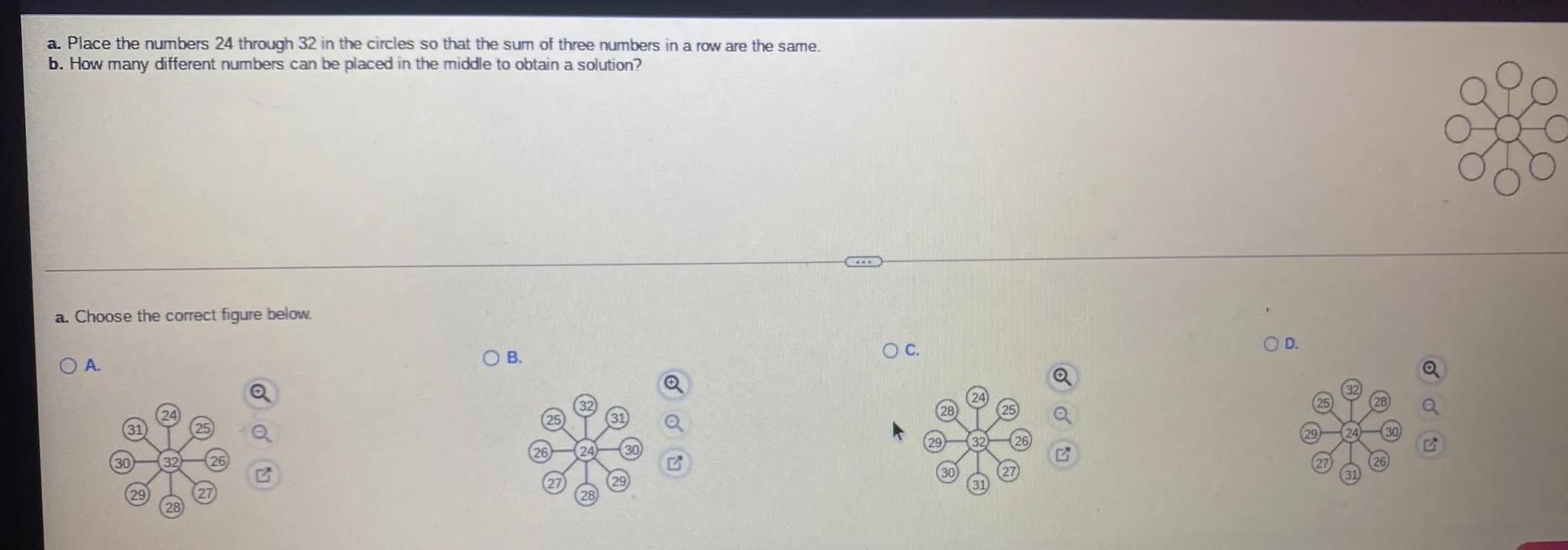 Solved a. Place the numbers 24 through 32 in the circles so | Chegg.com