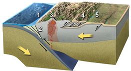 Solved: Which of these numbered features is an accretionary prism ...