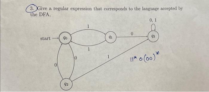 Solved 3. Give A Regular Expression That Corresponds To The | Chegg.com