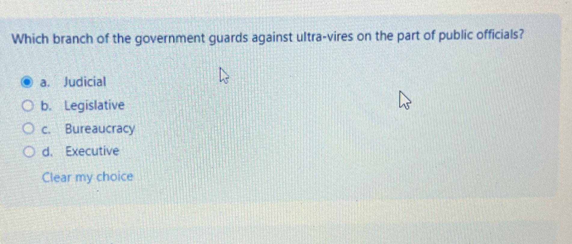 Solved Which branch of the government guards against | Chegg.com