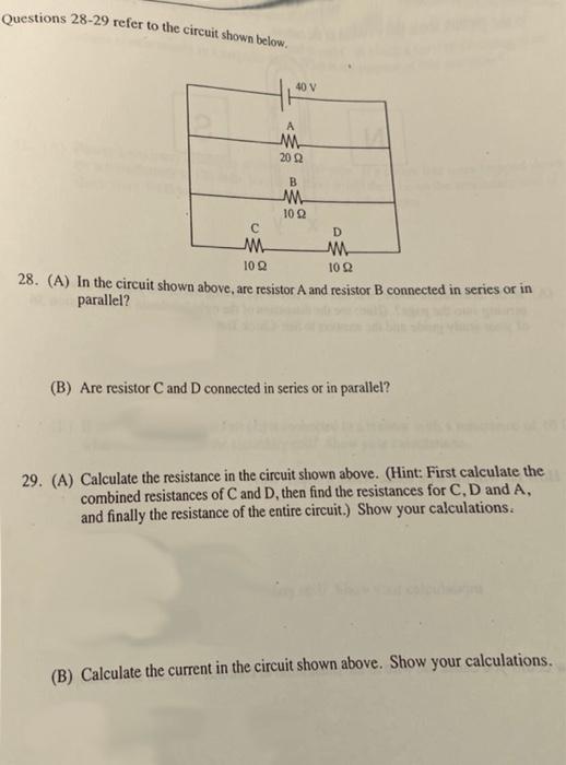 Solved Questions 28-29 refer to the circuit shown below. 10 | Chegg.com