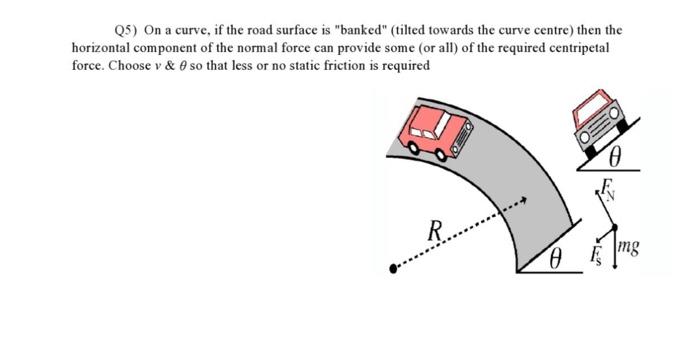 Solved (5) On a curve, if the road surface is 