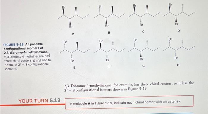 FIGURE 5-19 All possible configurational isomers of 2,3-dibromo-4-methylhexane 2,3-Dibromo-4-methyhexane has three chiral cen