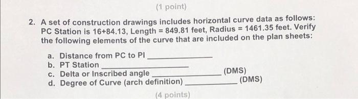 Solved (1 point) 2. A set of construction drawings includes | Chegg.com