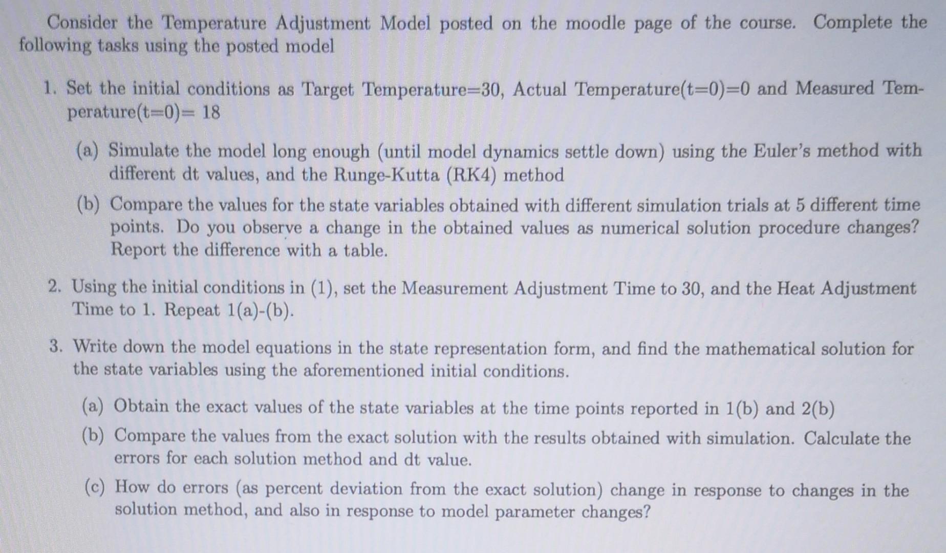 Solved Consider the Temperature Adjustment Model posted on | Chegg.com