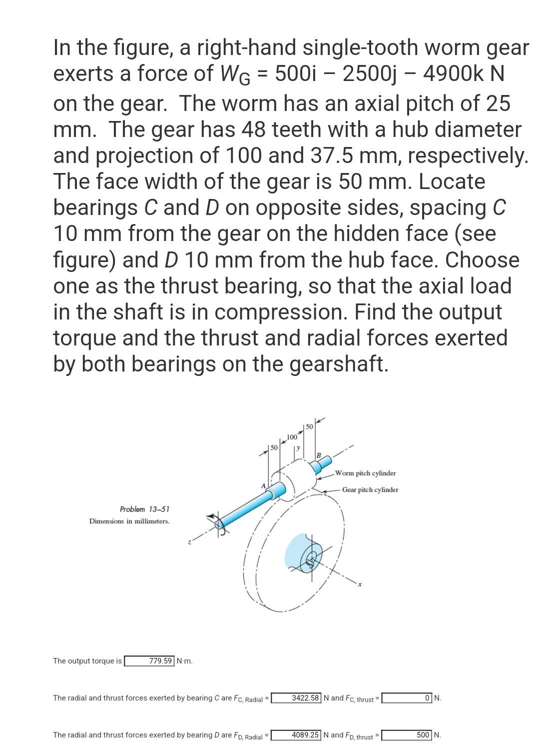 Solved In the figure, a righthand singletooth worm gear