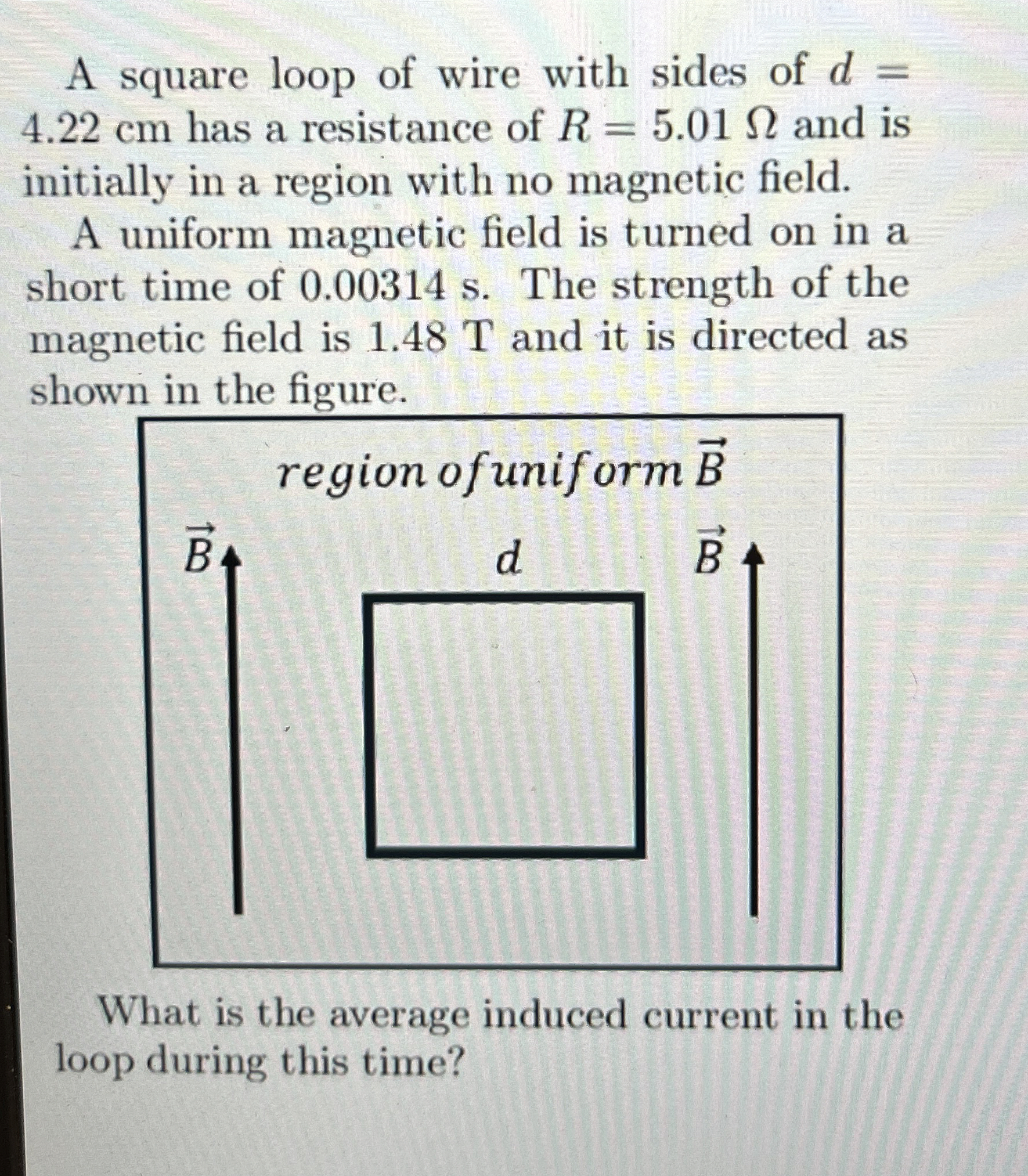 Solved A square loop of wire with sides of d= 4.22 ﻿cm has a | Chegg.com