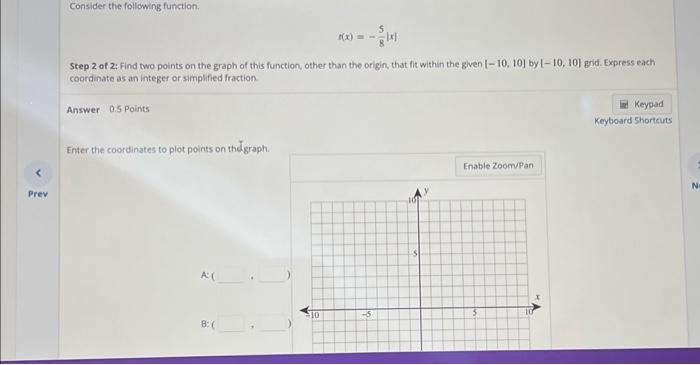 Solved Consider the following function. f(x)=−85∣x∣ Step 2 | Chegg.com