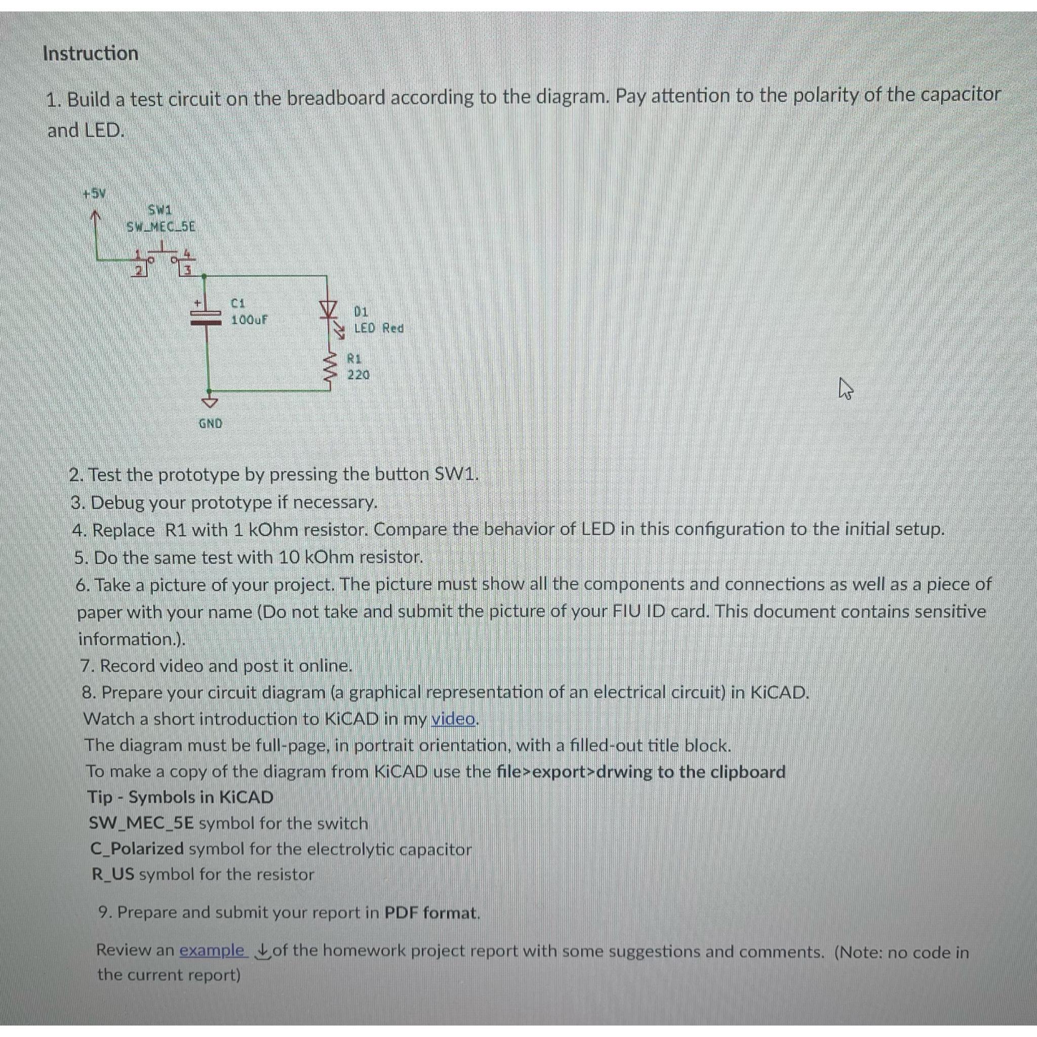 InstructionBuild a test circuit on the breadboard | Chegg.com