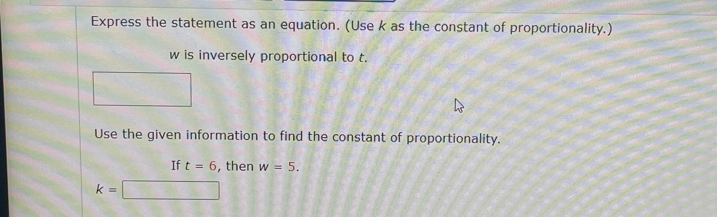 Solved Express the statement as an equation. (Use k ﻿as the | Chegg.com