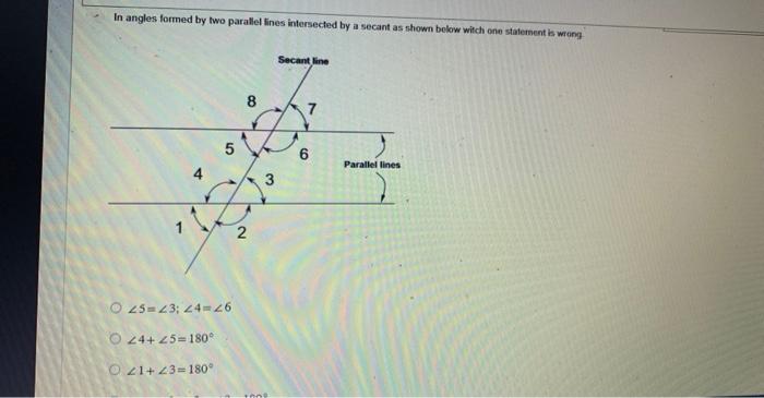 Solved In angles formed by two parallel lines intersected by | Chegg.com