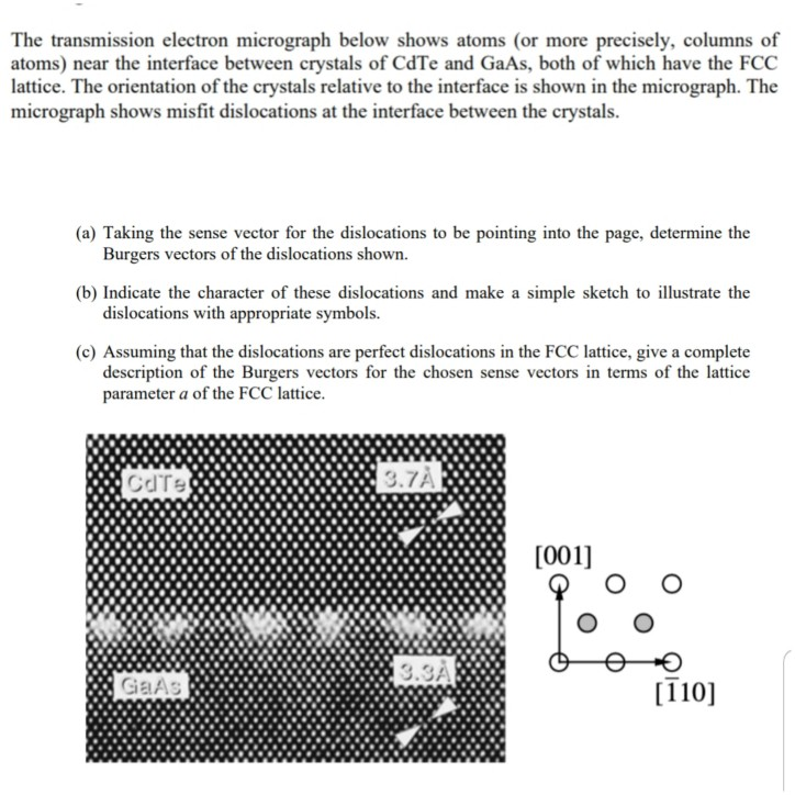 Solved The transmission electron micrograph below shows | Chegg.com