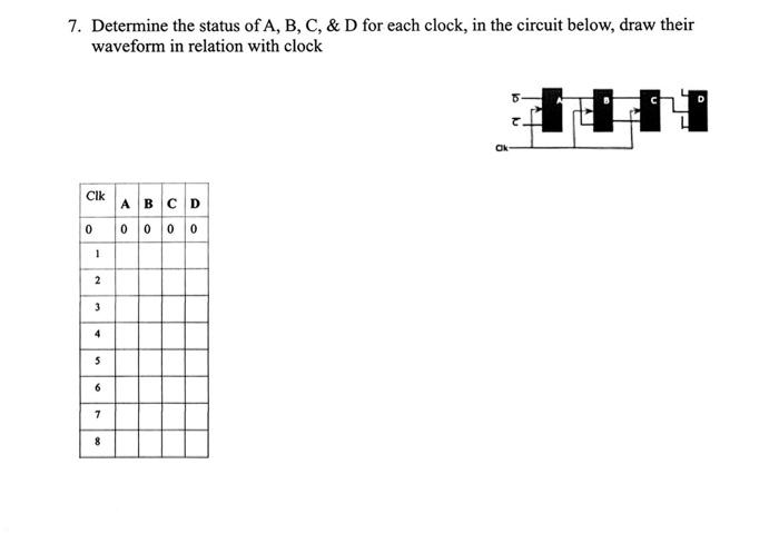 Solved 7. Determine the status of A, B, C, & D for each | Chegg.com