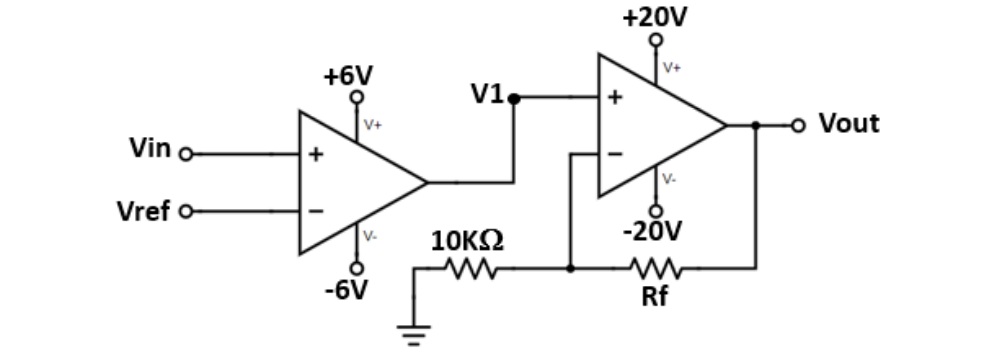 Solved In the two-OPAMP circuit shown, assume that the value | Chegg.com