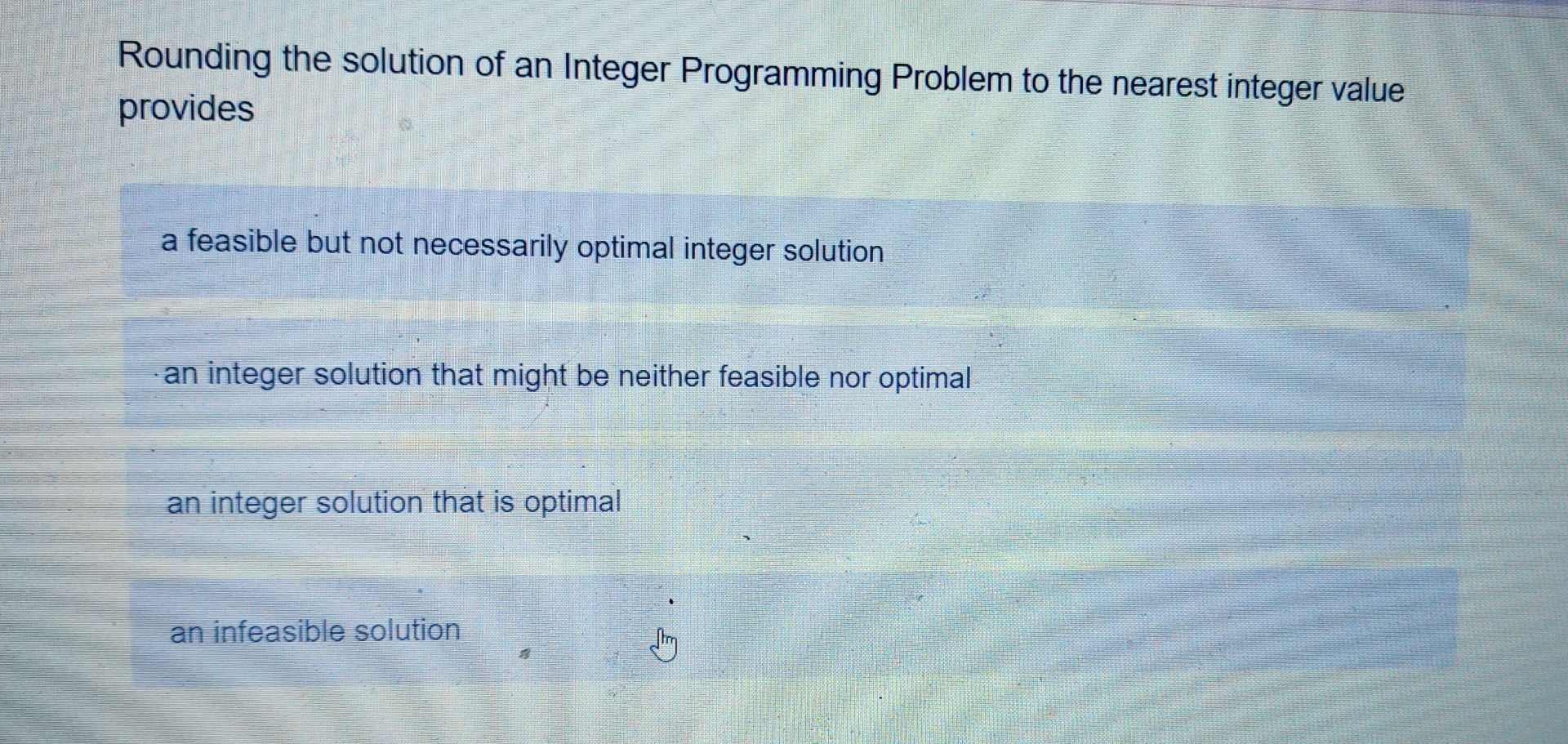 Solved Rounding the solution of an Integer Programming | Chegg.com