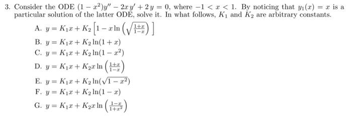 Consider the ODE (1−x2)y′′ −2xy′ +2y = 0, where −1