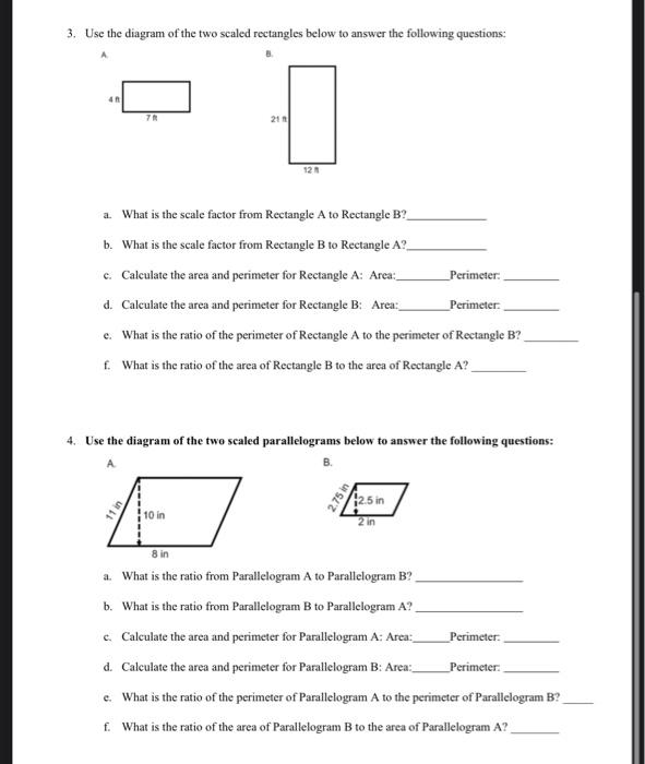 Solved 3. Use the diagram of the two scaled rectangles below | Chegg.com