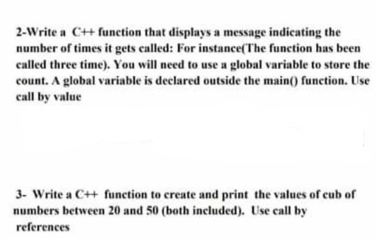 Solved 2-Write a C++ function that displays a message | Chegg.com