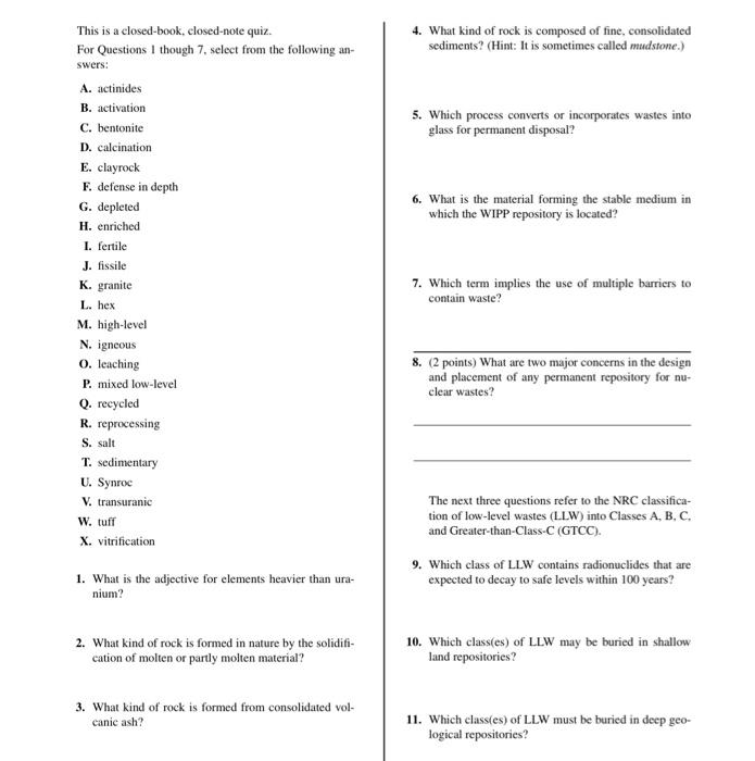 Solved This is a closed-book, closed-note quiz. 4. What kind | Chegg.com