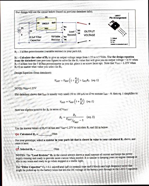 Solved Design Example: Make Your Own Adjustable Voltage Circuit Diagram