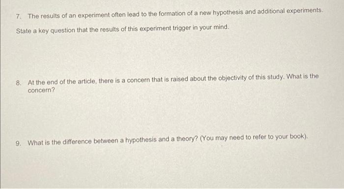 feature of a hypothesis leads to a new experiment