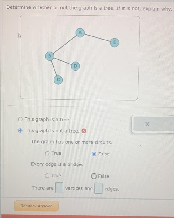 Solved Determine whether or not the graph is a tree. If it | Chegg.com