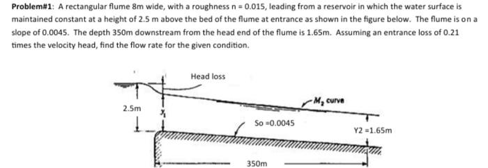 Solved Problem#1: A rectangular flume 8m wide, with a | Chegg.com