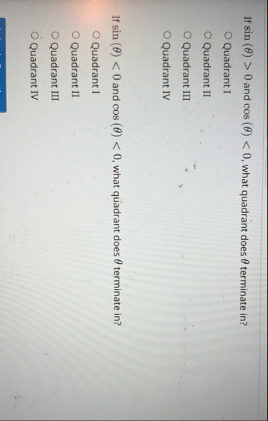 Solved If sin(θ)>0 and cos(θ)
