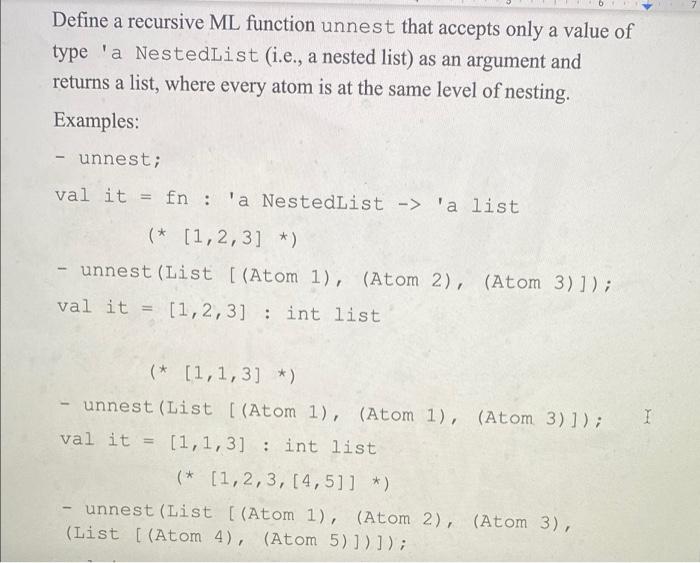 Solved 3. (10 points) Consider the following recursive ML | Chegg.com