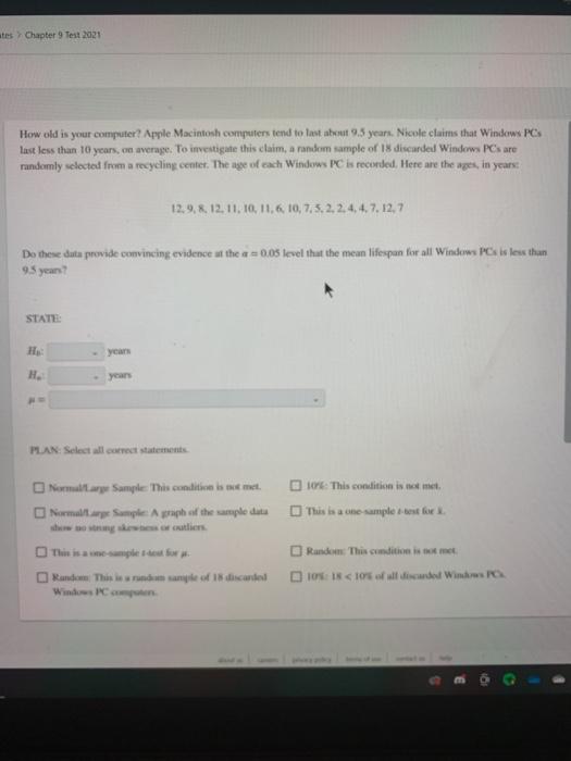 Solved ates > Chapter 9 Test 2021 How old is your computer? | Chegg.com