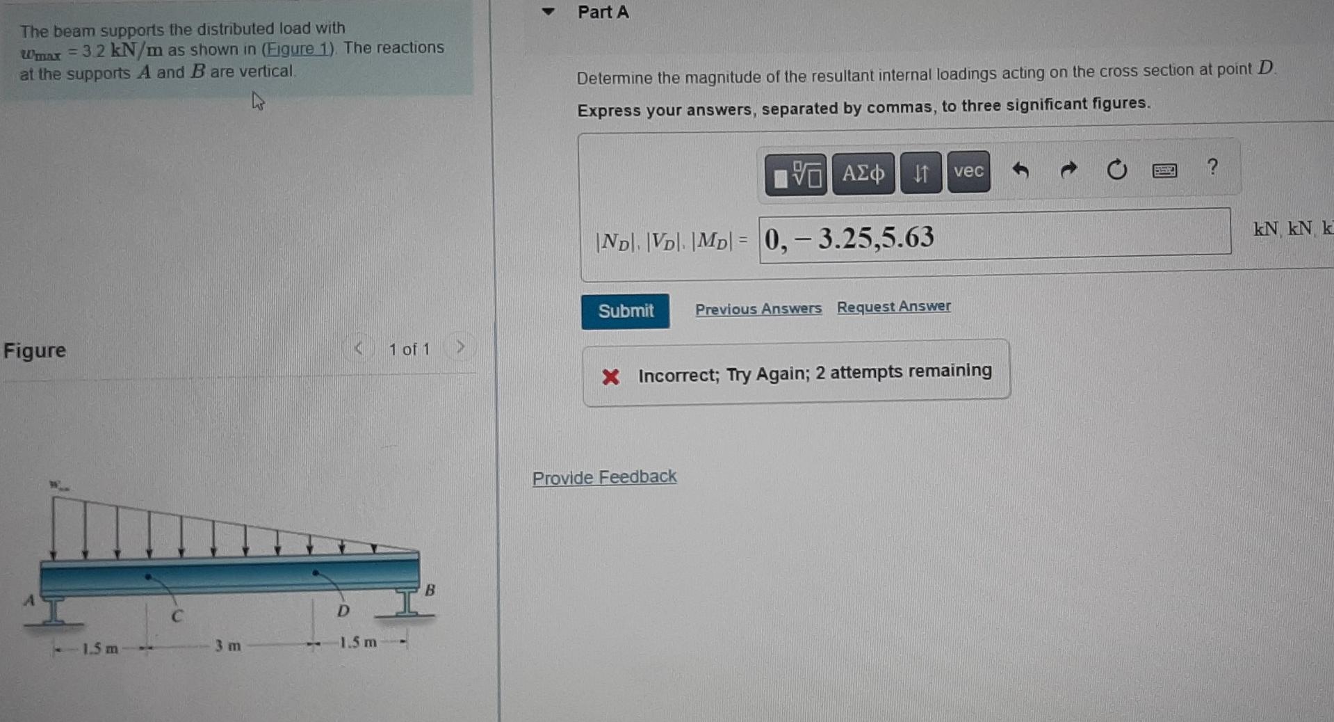 Solved The Beam Supports The Distributed Load With Wmax = | Chegg.com