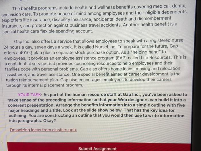 Solved The benefits programs include health and wellness | Chegg.com