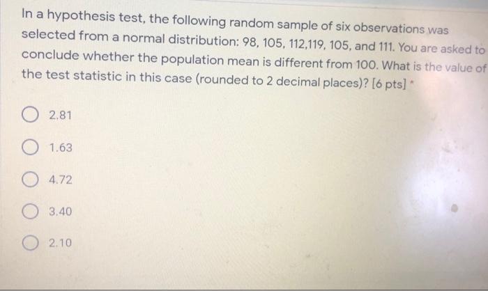 hypothesis test for random sample