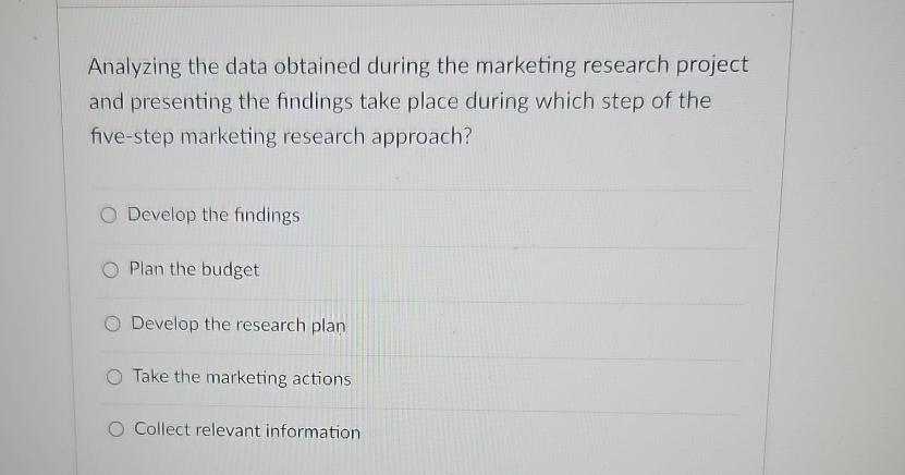 Solved Analyzing the data obtained during the marketing | Chegg.com