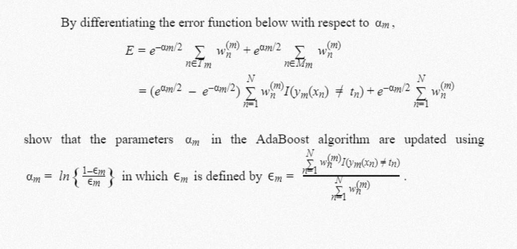 Solved By differentiating the error function below with | Chegg.com