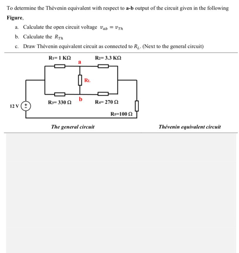 Solved To Determine The Thévenin Equivalent With Respect To | Chegg.com